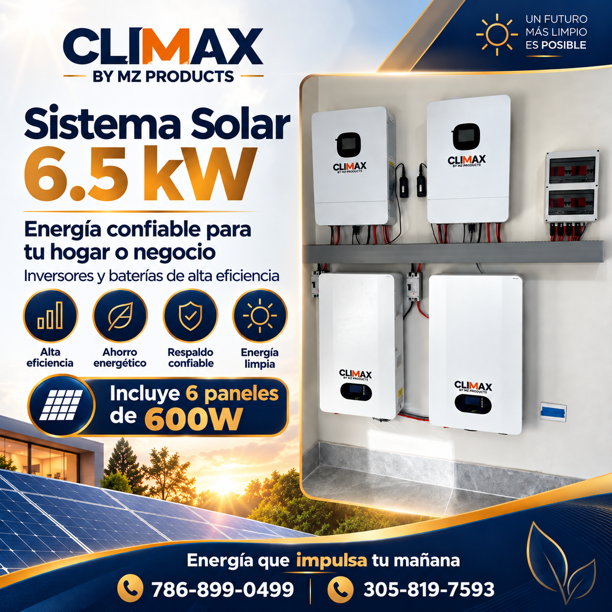 Sistema Energia Solar Para el Hogar 6.5kw Sistema de Energia Solar 6.5KW CLIMAX - Imagen 1